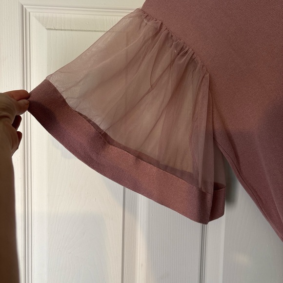 Sole La Vie Purple and Pink Ruffled Flutter Sleeve Blouse - Picture 4 of 7